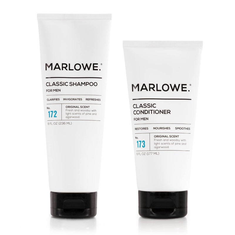 MARLOWE Mens Shampoo and Conditioner Set No 172 Shampoo 8 oz  No 173 Conditioner 6 oz Moisturizing Argan  Coconut Fresh Woodsy Scent All Hair Types