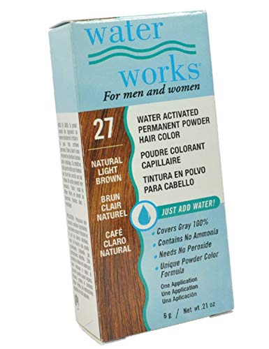 NEW Water Works Permanent Powder Hair Color 27 Natural Light Brown For Men and Women specially formulated to cover gray 021 oz