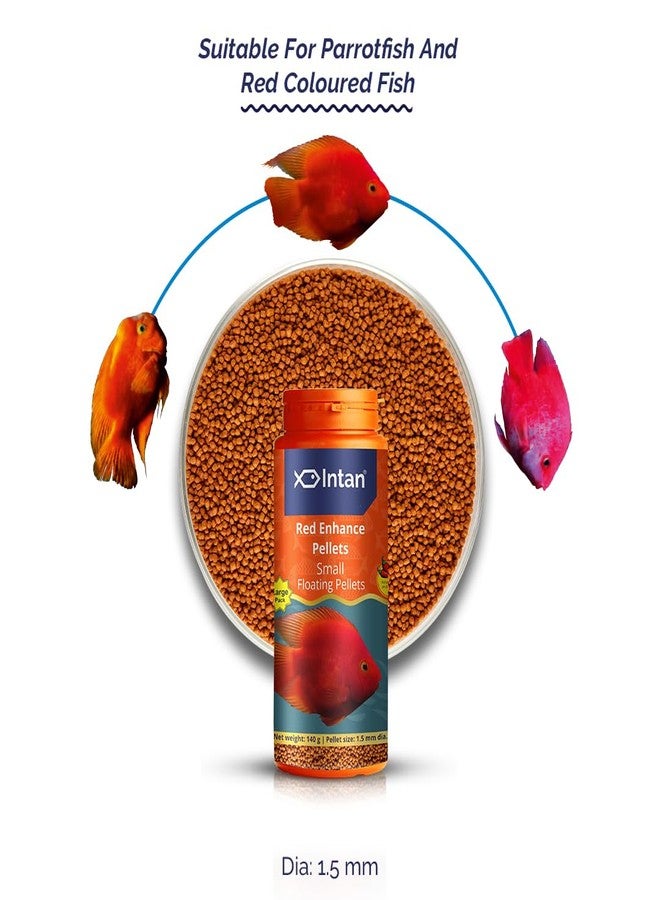 Intan Red Enhance Pellets (Small 1.5mm Floating) | 140gm - Highly Nutritious Ornamental Fish Food for Parrotfish & Red Coloured Fish | Growel Feeds - Image 2