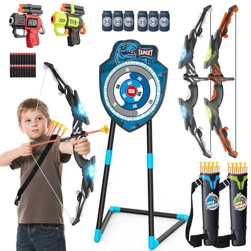VROGTIK 2 Pack Kids LED Archery Set with Standing Target 20 Suction Cup Arrows Bow and Arrow for Kids 312 Indoor Outdoor Sport Toy for Boys Girls - Image 2