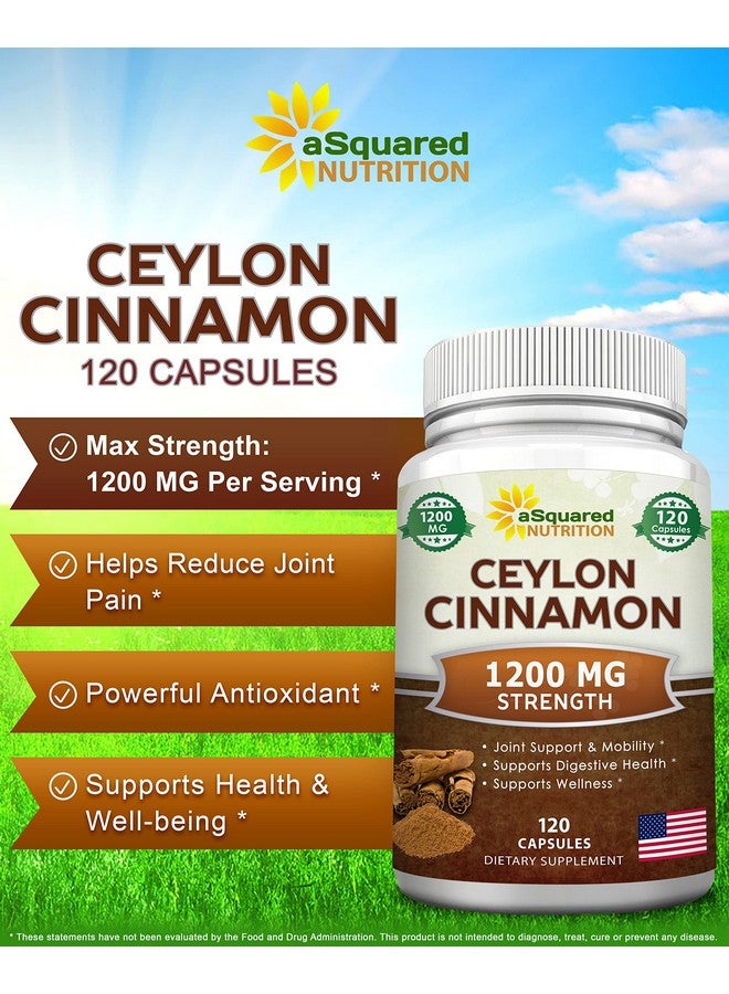 aSquared Nutrition Natural Ceylon Cinnamon 1200Mg 120 Capsules True Cinnamon From Sri Lanka Extract Supplement Pills Promotes Heart Health - Image 3