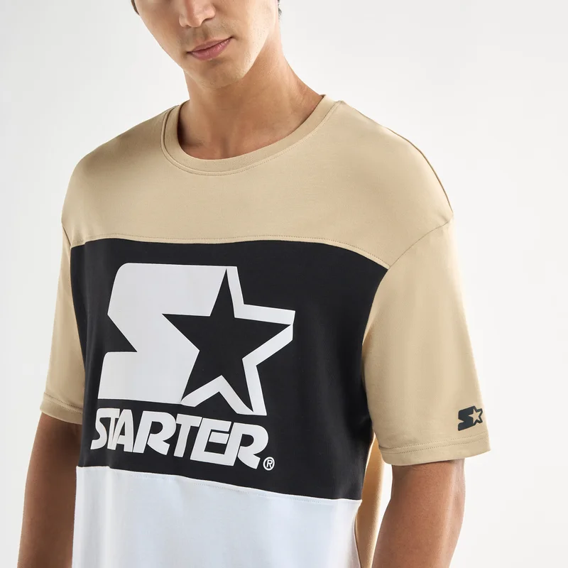Splash FAV Starter Logo Print T-shirt with Short Sleeves and Crew Neck