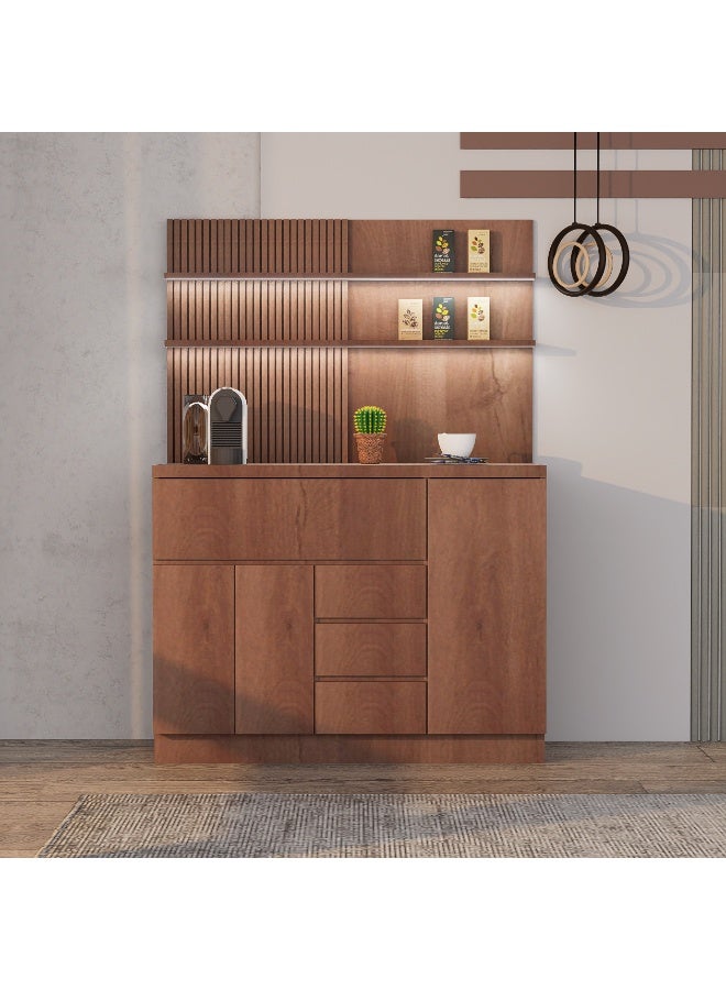 كوفي وورلد ركن قهوة أنيق بتصميم عصري, درج محصول و اكواب مع رفين علوية وخلفية بتكسيات - Image 2