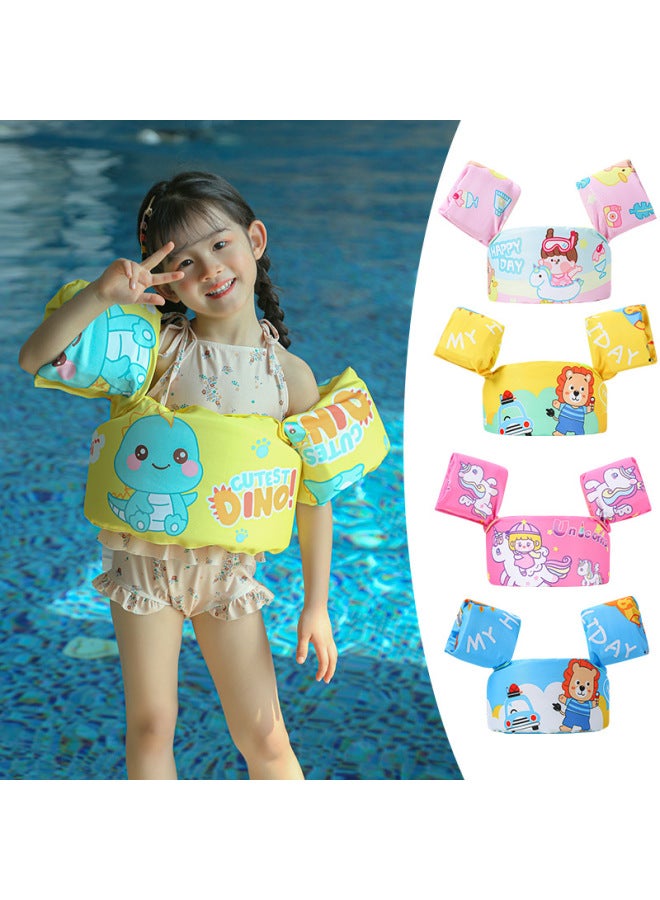Generic Cartoon Young Children's Swimming Arm Ring Float Ring Swimming Buoy Life Jacket Baby's Water Sleeve Buoyancy Vest Swimming Equipment-Color:Vest Flotation Clothes Light Powder Floral - Image 5