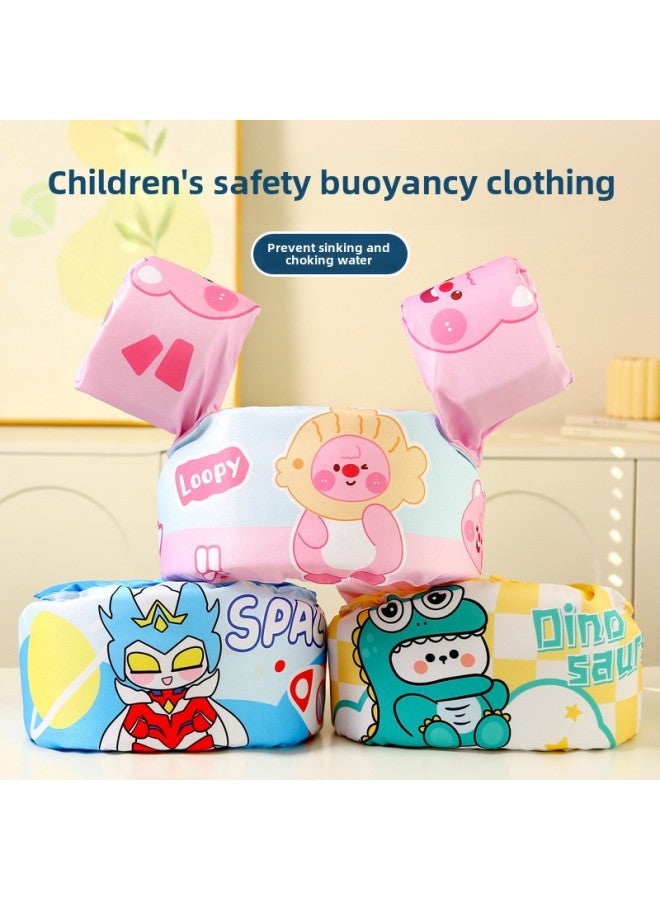 Generic Cartoon Young Children's Swimming Arm Ring Float Ring Swimming Buoy Life Jacket Baby's Water Sleeve Buoyancy Vest Swimming Equipment-Color:Vest Flotation Clothes Light Powder Floral - Image 4