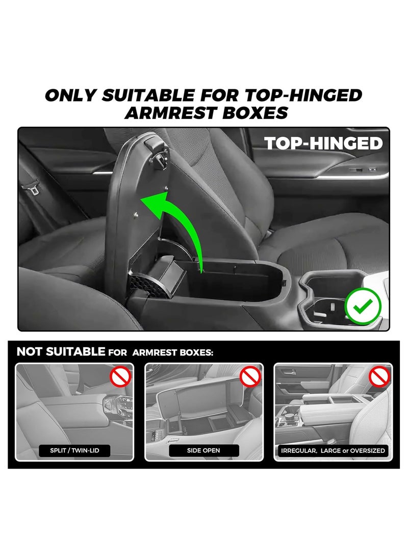 Car Center Console Cover, Leather Armrest Cover for Car, Universal Middle Console Cushion with Storage Box, Cup Holder, Tissue Box & Phone Slot, Waterproof Interior Accessories, Black Red - Image 2