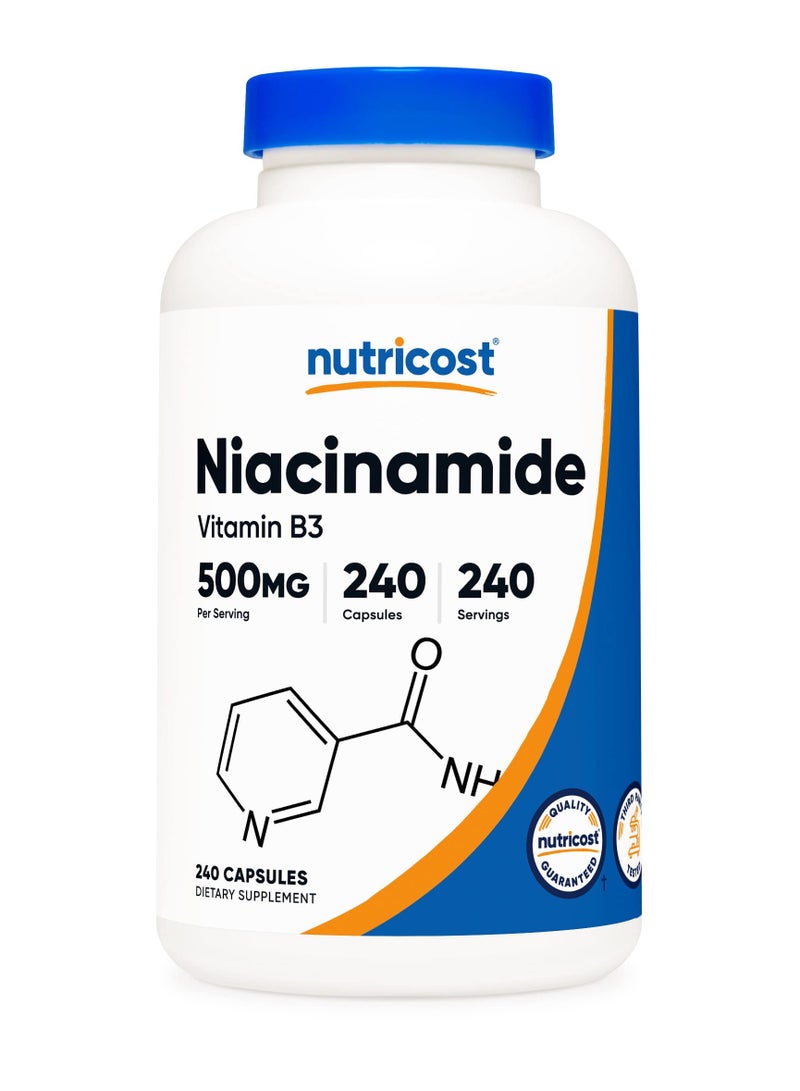 Nutricost Niacin (Vitamin B3), 500MG Per Serving |240 Capsules | 240 SERVINGS - Image 1