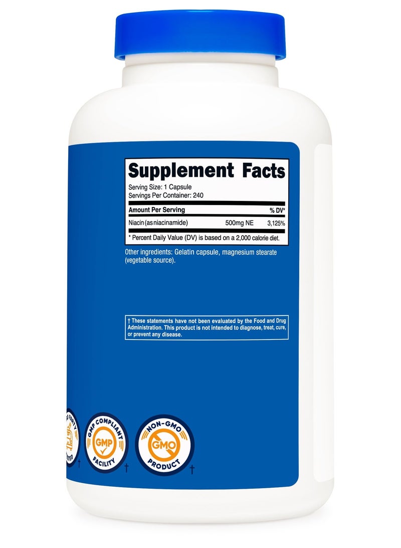Nutricost Niacin (Vitamin B3), 500MG Per Serving |240 Capsules | 240 SERVINGS - Image 2