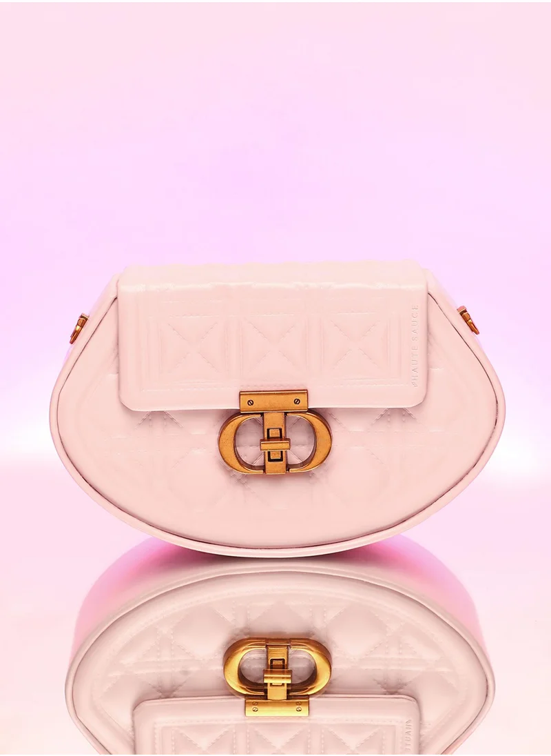 Haute Sauce The Quilted Curve Sling Bag - Nude Pink