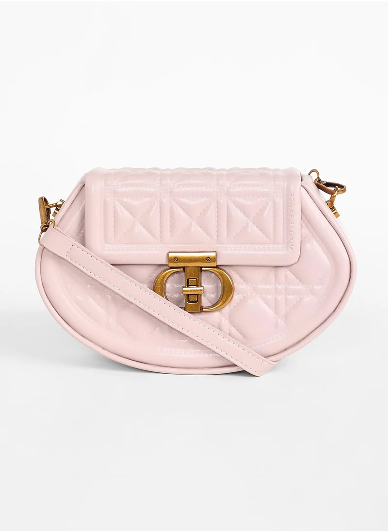 Haute Sauce The Quilted Curve Sling Bag - Nude Pink
