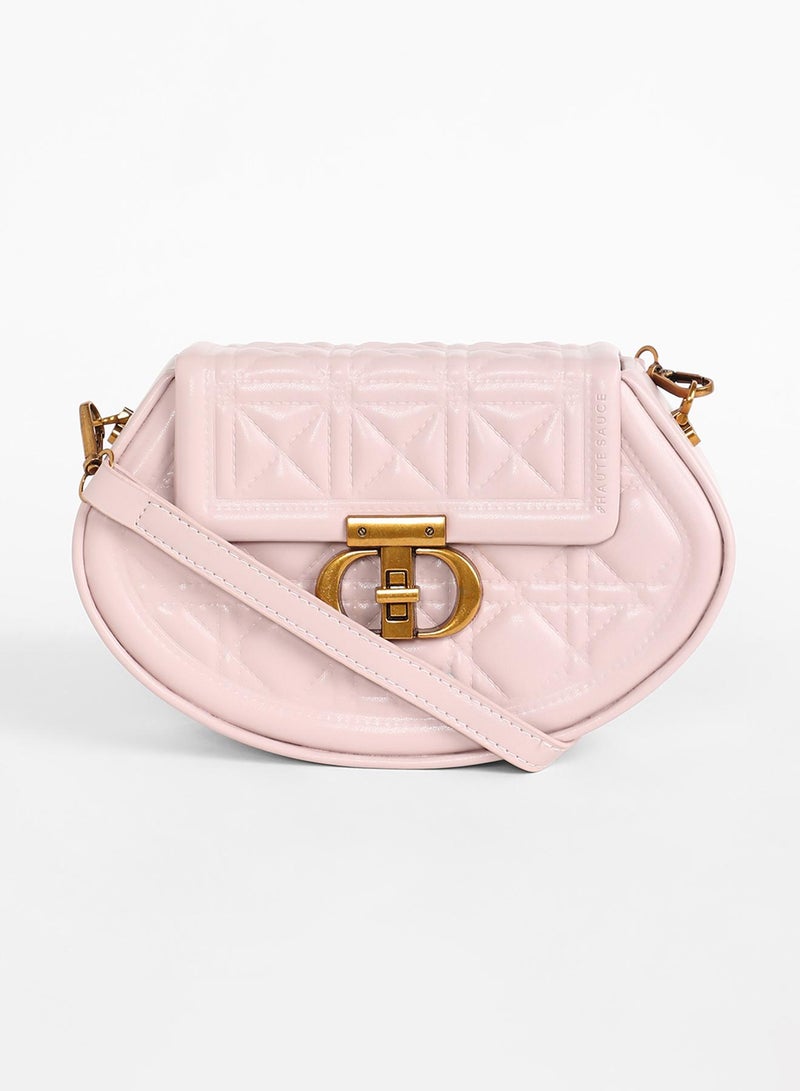 Haute Sauce The Quilted Curve Sling Bag - Nude Pink - Image 4