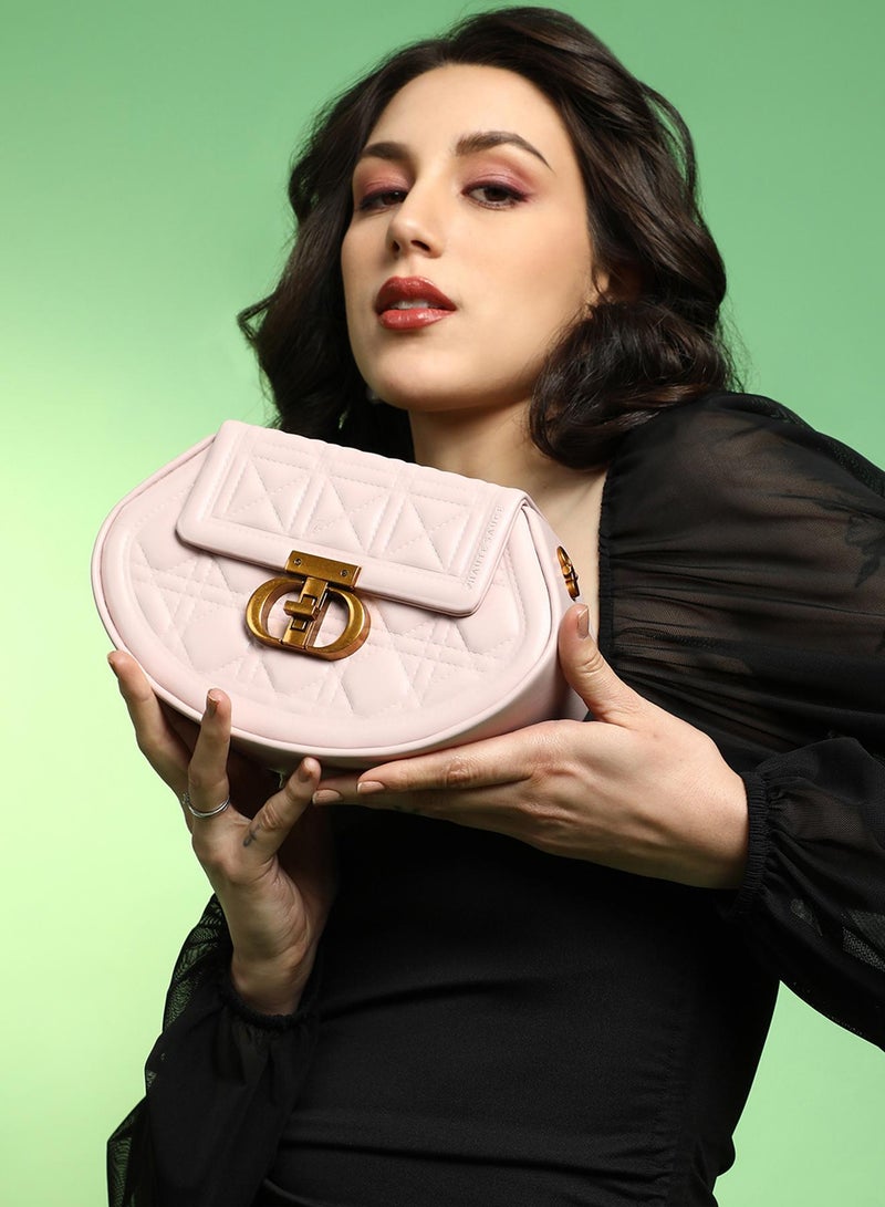 Haute Sauce The Quilted Curve Sling Bag - Nude Pink - Image 2
