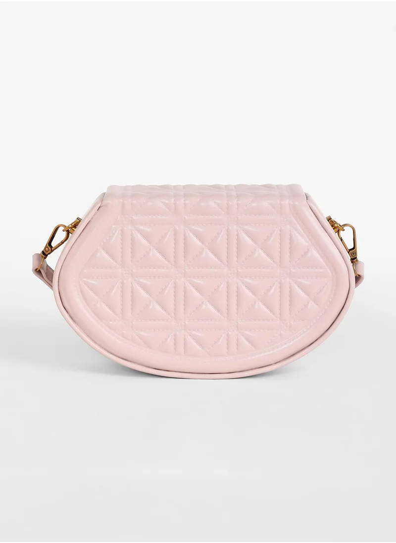 Haute Sauce The Quilted Curve Sling Bag - Nude Pink