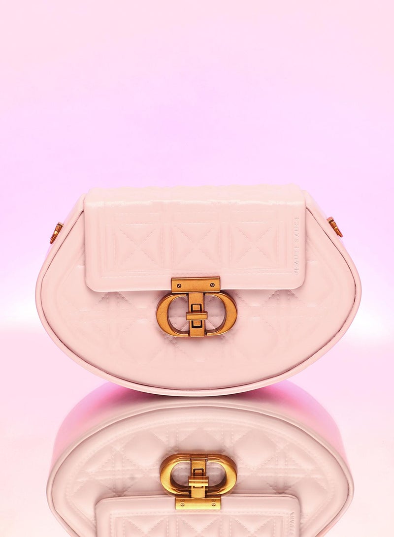 Haute Sauce The Quilted Curve Sling Bag - Nude Pink - Image 1