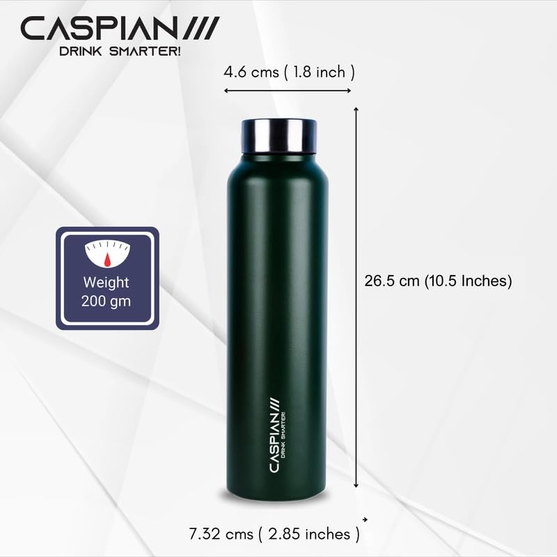 CASPIAN /// Astra Stainless Steel Water Bottle 1 ltr (Litre) for Fridge, Home, Office, School, Gym-Ideal for Adults, Men, Women, Kids, Boys, Girls-1000ml Leakproof, Rust free, Set of 3, Forest Green - Image 2