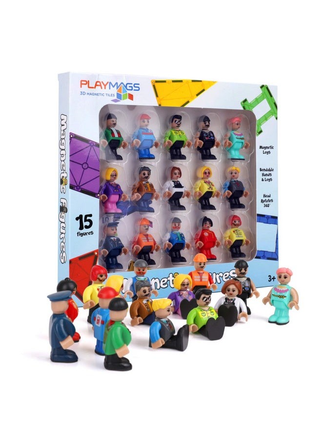 Playmags Playmags Magnetic Figures Community Set of 15 Pieces - Play People Perfect for Magnetic Tiles Building Blocks - STEM Learning Toys Children - Magnet Tiles Expansion Accessories Pack (Styles May Vary)  - Image 1