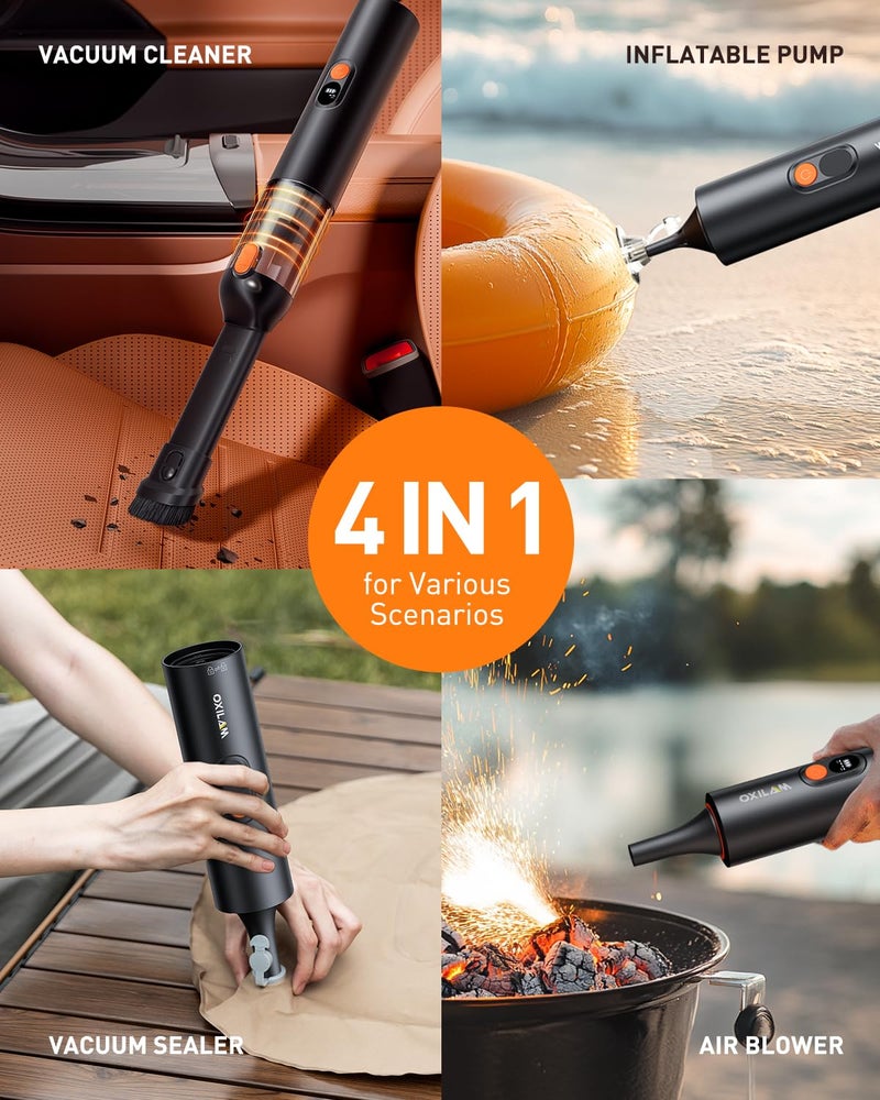 OXILAM Car Vacuum Portable - Handheld Vacuum Cordless 14000PA High Power, Blow & Suction 2 in 1, Up to 30 Mins Runtime, Cordless Vacuum Cleaner for Home, Pet, Car, Office (Black) - Image 3