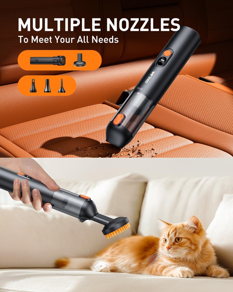 OXILAM Car Vacuum Portable - Handheld Vacuum Cordless 14000PA High Power, Blow & Suction 2 in 1, Up to 30 Mins Runtime, Cordless Vacuum Cleaner for Home, Pet, Car, Office (Black) - Image 2