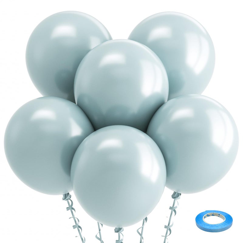 Bezente Dusty Blue Balloons 18 Inch 30 Pack Large Thick Blue Balloons Big Round Slate Latex Balloons for Bridal Shower Wedding Birthday Party Decorations - Image 3