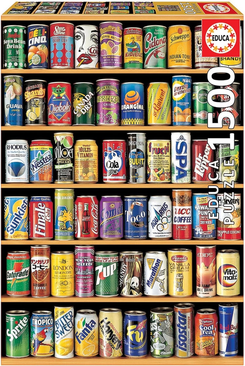 Educa 1500 Piece Puzzle - Cans Collection for Adults with Fix Puzzle Glue - Image 1