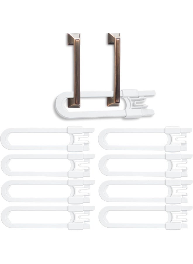 Vmaisi 8 Pack Baby Sliding Cabinet Locks - Adjustable U Shaped Child Safety Locks, Childproof Latches for Kitchen Bathroom Storage Cupboards Doors, Handles and Knobs - Image 1