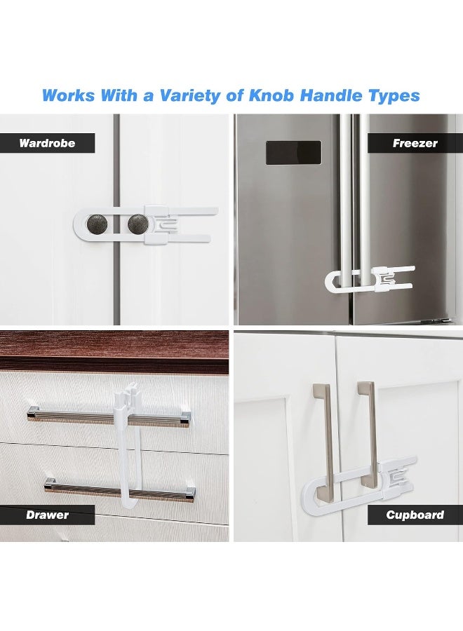 Vmaisi 8 Pack Baby Sliding Cabinet Locks - Adjustable U Shaped Child Safety Locks, Childproof Latches for Kitchen Bathroom Storage Cupboards Doors, Handles and Knobs - Image 5
