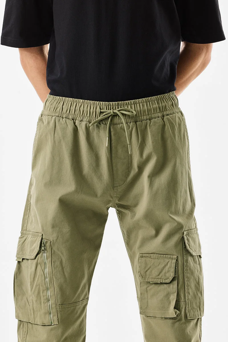 SNITCH Olive Seven Pocket Cargo Joggers for Men | Best Price UAE
