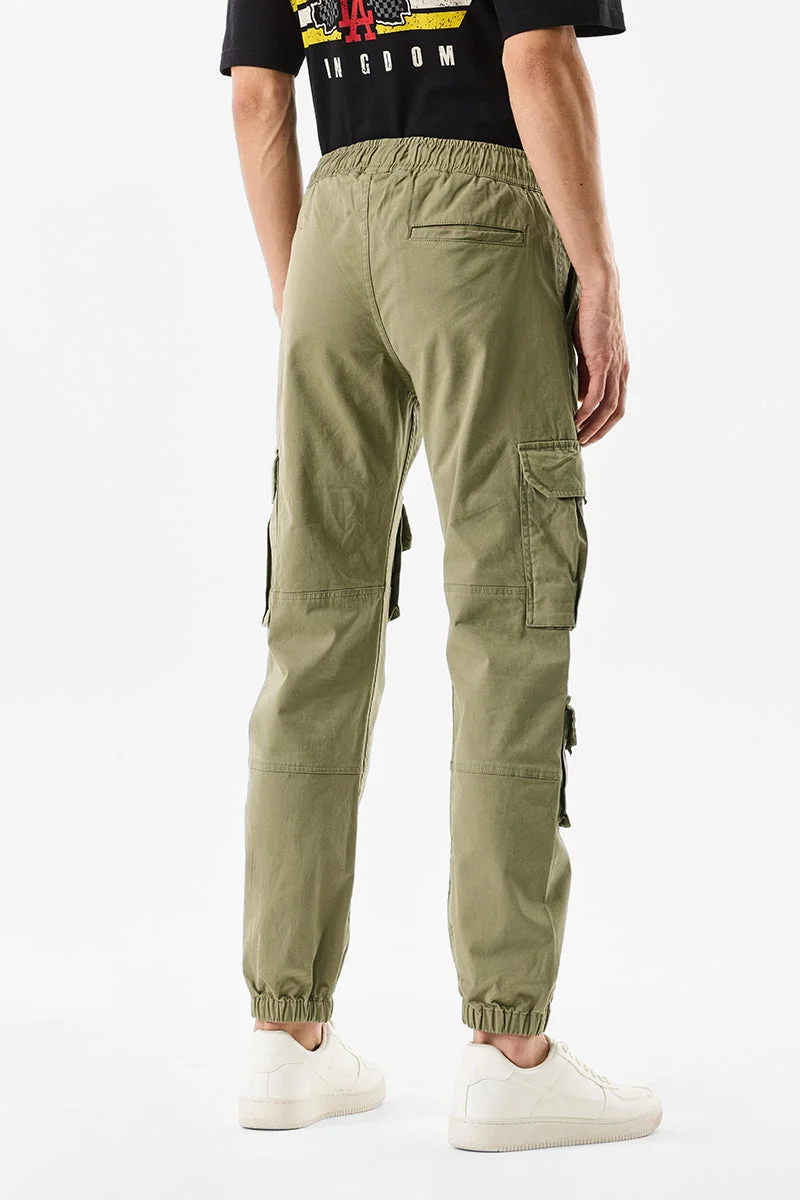 SNITCH Olive Seven Pocket Cargo Joggers for Men | Best Price UAE