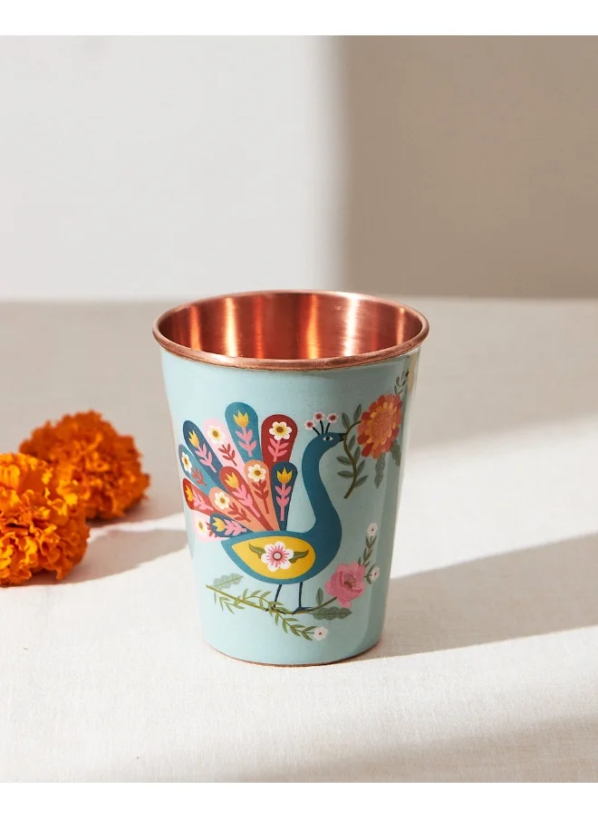 Chumbak Marigold Mor Copper Tumbler, 400ml