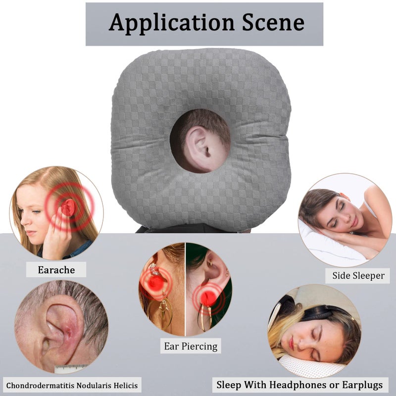Wuronsa Ear Piercing Pillow for Side Sleepers with an Ear Hole for CNH and Ear Pain Ear Inflammation Pressure Sores, Cotton O-Shaped Side Sleeping Pillow, Ear Guard Pillow - Image 2