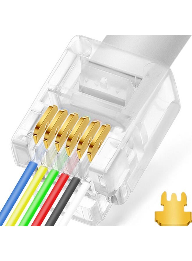 NECABLES 20Pack RJ11/RJ12 Pass Through Connector 6P6C Telephone Modular Plug 3 Prong Type for Phone Line Cord - Image 1