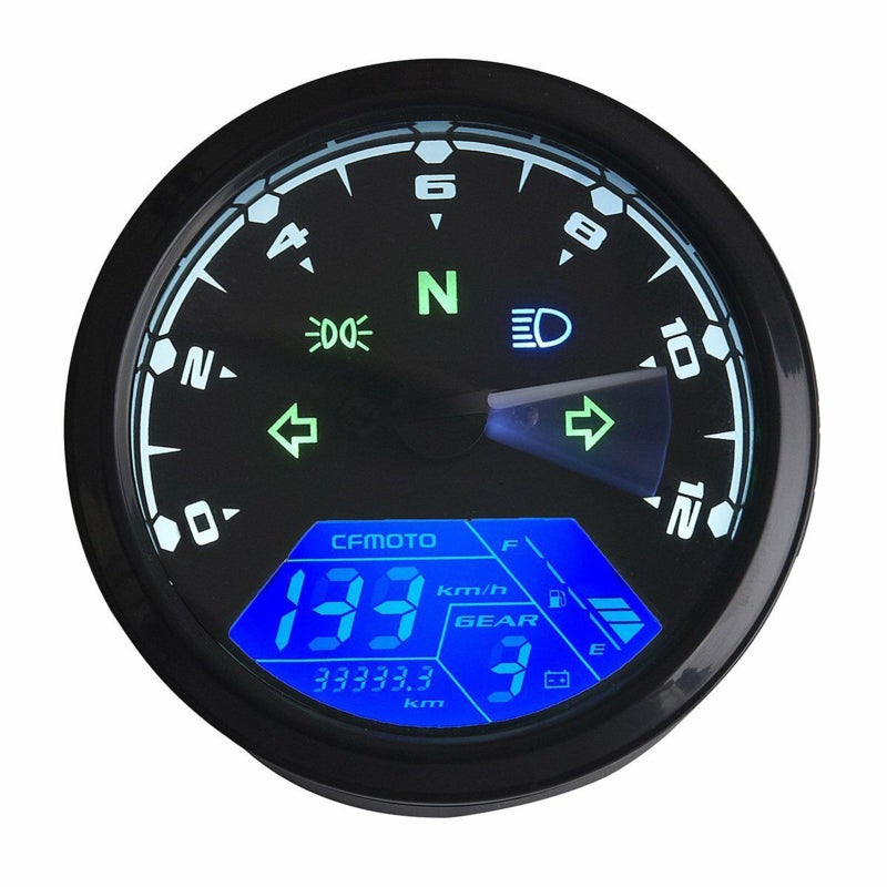 Motorcycle Digital Speedometer: Black, Large Anti-UV & Anti-Glare LCD Screen - All-in-One Design With Digital Signal Processing System, 12000RPM Speedometer for 4 Stroke 2/4 Cylinder Motorcycles - Image 3