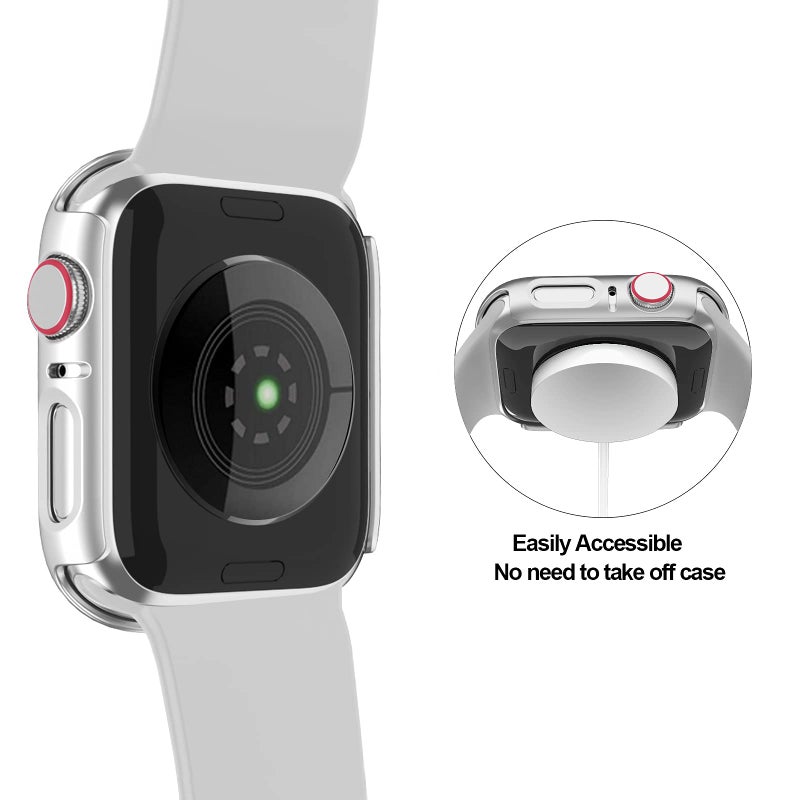BHARVEST 10 Pack Case for Apple Watch SE (2nd) Series 6/SE/5/4 44mm with Tempered Glass Screen Protector, High Definition Scratch Resistant Hard PC Bumper Cover for Apple Watch Accessories, 44mm - Image 5