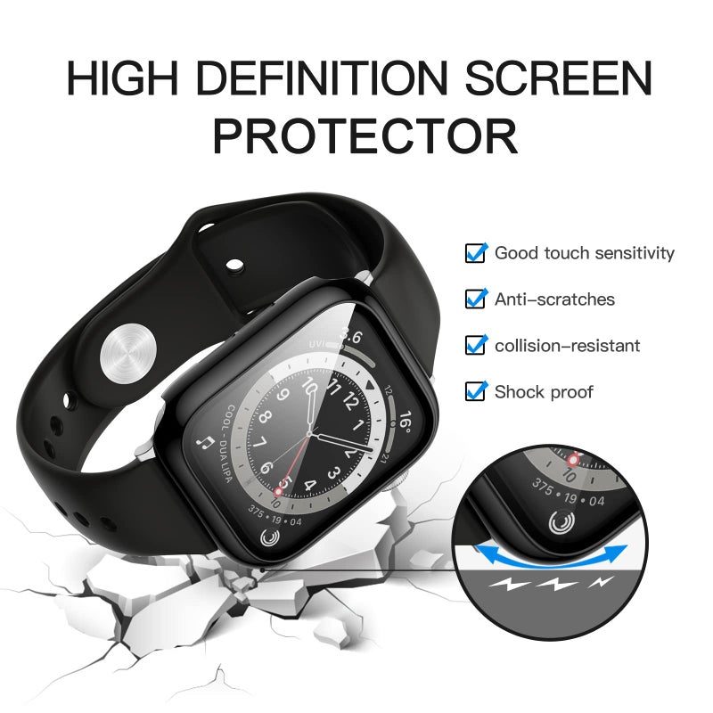 BHARVEST 10 Pack Case for Apple Watch SE (2nd) Series 6/SE/5/4 44mm with Tempered Glass Screen Protector, High Definition Scratch Resistant Hard PC Bumper Cover for Apple Watch Accessories, 44mm - Image 2