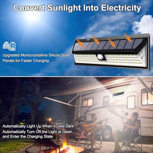 CCBASEBALL Solar RV Porch Light, 118 LED Motorhome Motion Sensor RV Exterior Lights with Remote Control, Waterproof Camper Outdoor Lights for Motorhome Travel,Travel Trailers, Camper, Food Trucks - Image 3