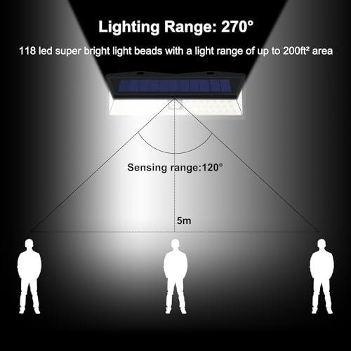 CCBASEBALL Solar RV Porch Light, 118 LED Motorhome Motion Sensor RV Exterior Lights with Remote Control, Waterproof Camper Outdoor Lights for Motorhome Travel,Travel Trailers, Camper, Food Trucks - Image 2
