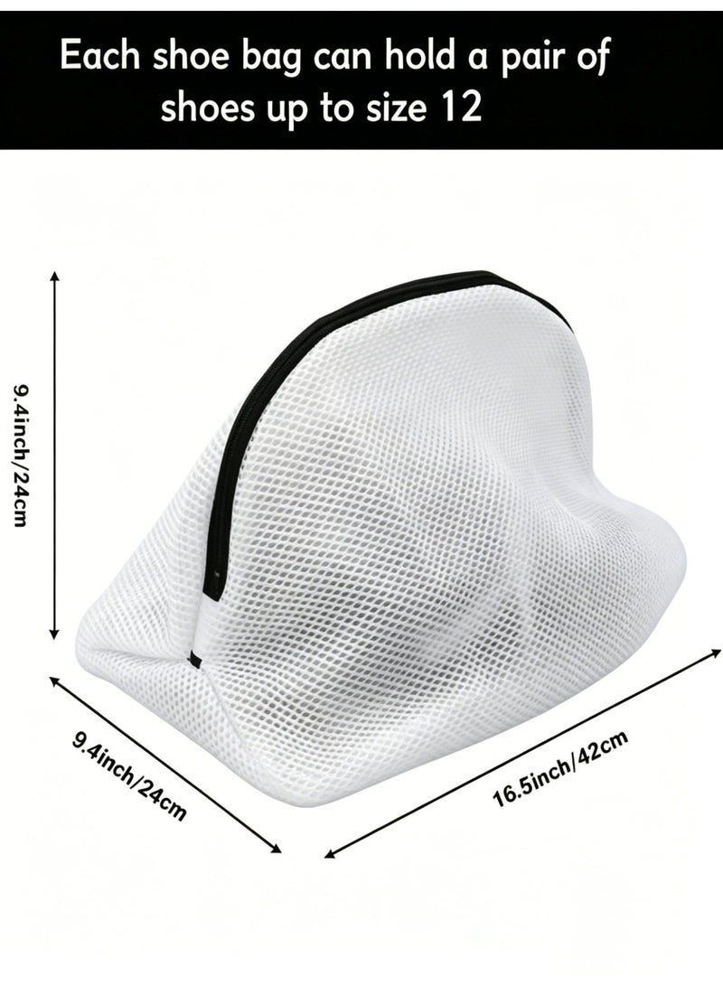 SEN WEIR 4-Pack Reusable Mesh Shoe Laundry Bags – Heavy-Duty 3-Layer Wash Bags for Sneakers, Trainers & Running Shoes up to Men’s Size 12 | Travel Shoe Organizer - Image 3