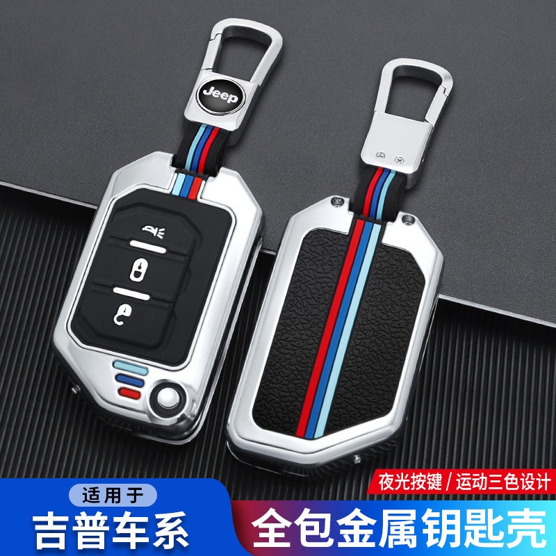 Suitable For Jeep Jeep18 Wrangler Jl Car Key Case Sahara Buckle Robin Hood Modified Folding Metal Cover - Image 3