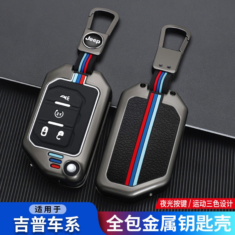 Suitable For Jeep Jeep18 Wrangler Jl Car Key Case Sahara Buckle Robin Hood Modified Folding Metal Cover - Image 2