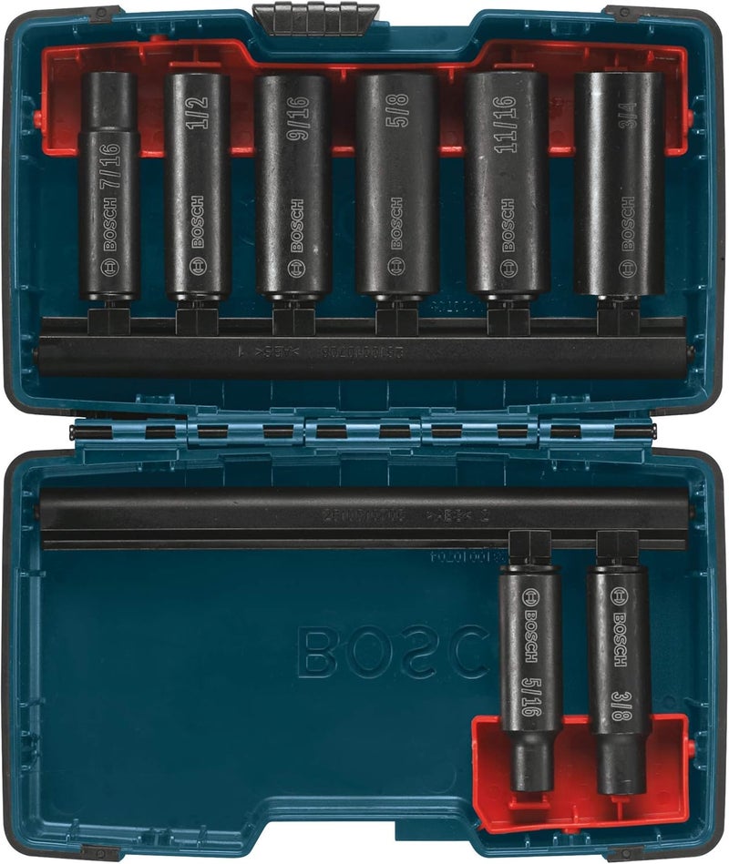 BOSCH 27285 3/8 In. Impact Tough Deep Well Socket Set, 8-Piece - Image 1