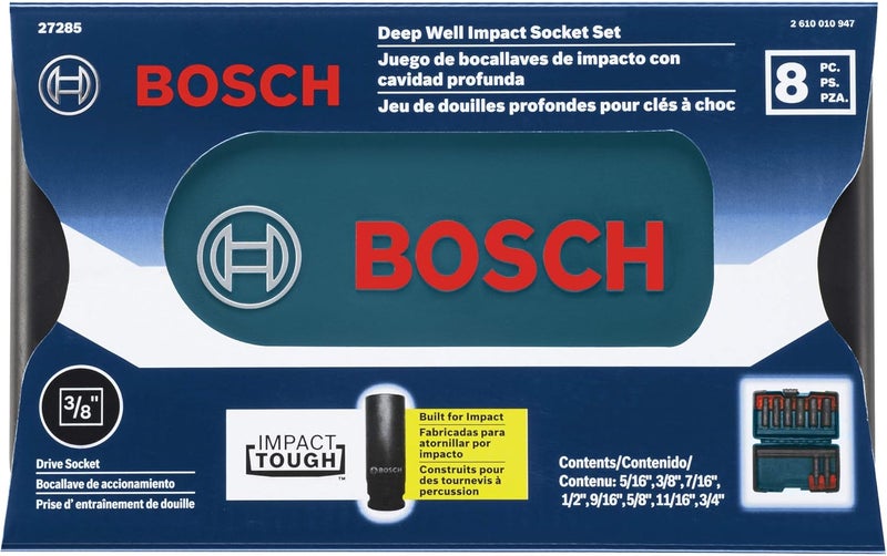 BOSCH 27285 3/8 In. Impact Tough Deep Well Socket Set, 8-Piece - Image 2
