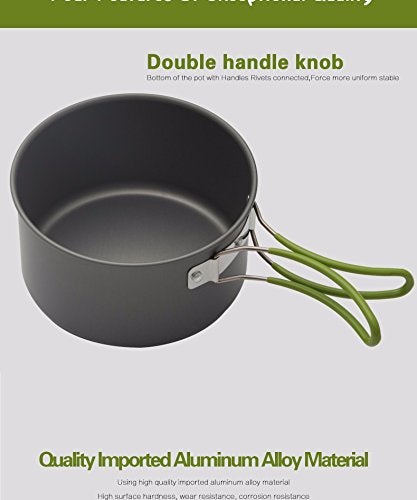 Linist Portable Outdoor Cooking Set Pot Bowl Teapot Coffee Kettle Set Cookware Tableware for Camping Picnic Hiking - Image 3