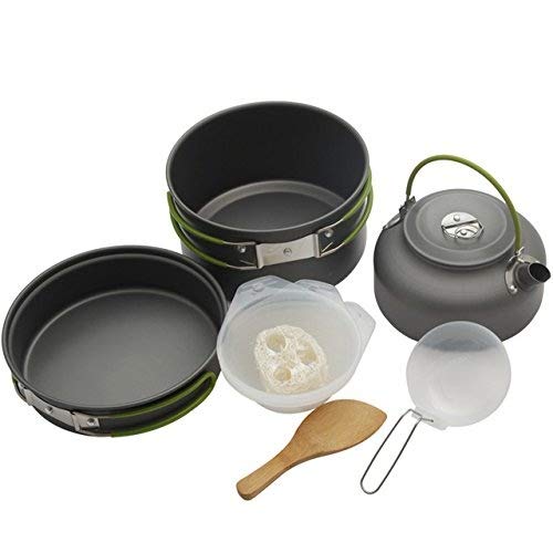 Linist Portable Outdoor Cooking Set Pot Bowl Teapot Coffee Kettle Set Cookware Tableware for Camping Picnic Hiking - Image 1