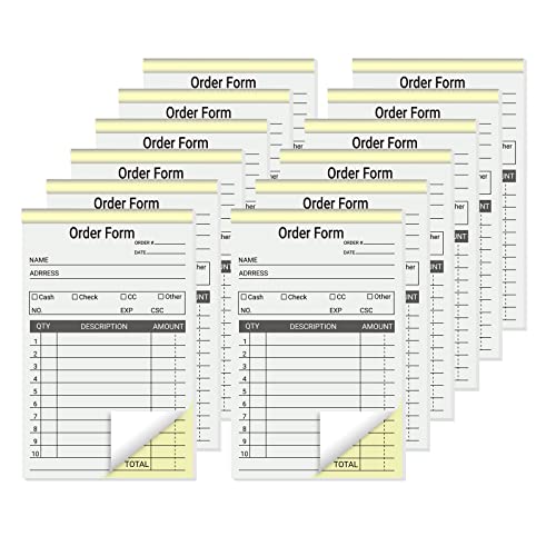 suituts 12 Pack Sales Order Book 3.5 x 5.5 Inch, 2 Part Carbonless Sale Receipt Books Invoice Book for Small Business, 50 Sets Each Pad,Total 600 Sets - Image 1