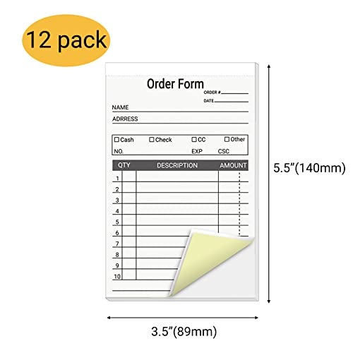 suituts 12 Pack Sales Order Book 3.5 x 5.5 Inch, 2 Part Carbonless Sale Receipt Books Invoice Book for Small Business, 50 Sets Each Pad,Total 600 Sets - Image 2