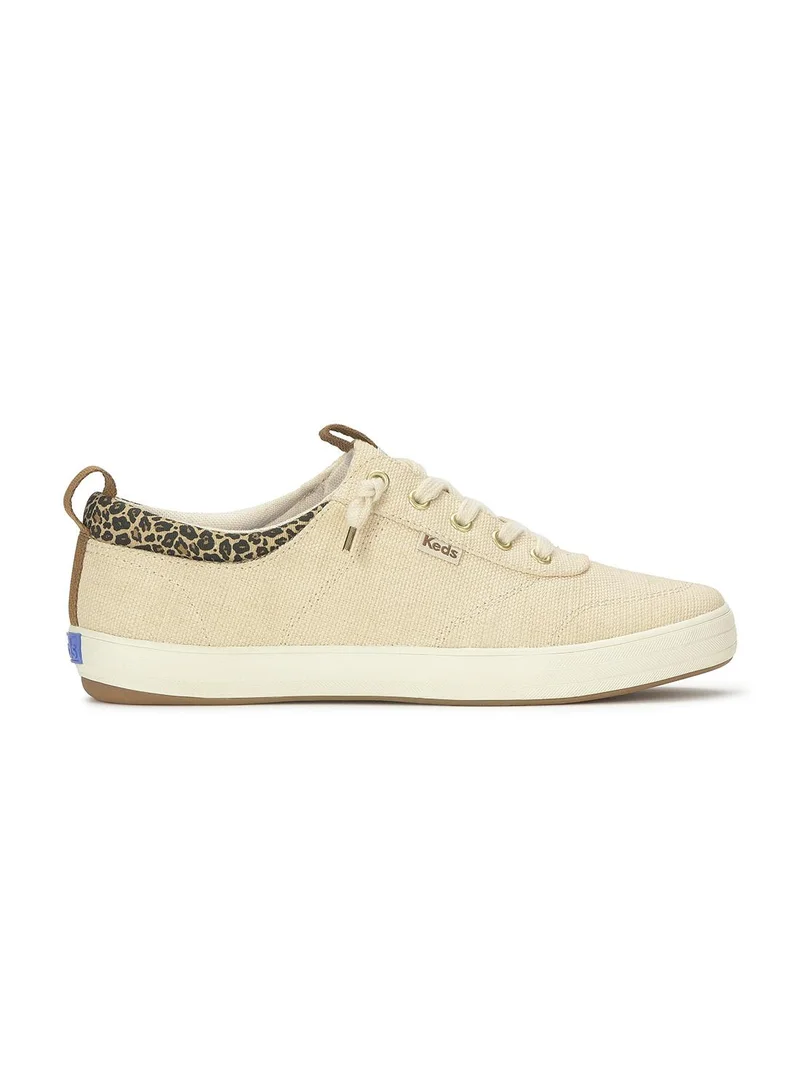 كيدز Keds Women's Center III Canvas Slip-On Sneaker – Arch Support, Casual Comfort Shoe Beige