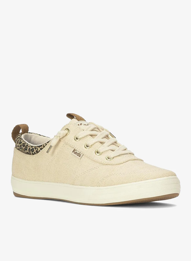 كيدز Keds Women's Center III Canvas Slip-On Sneaker – Arch Support, Casual Comfort Shoe Beige