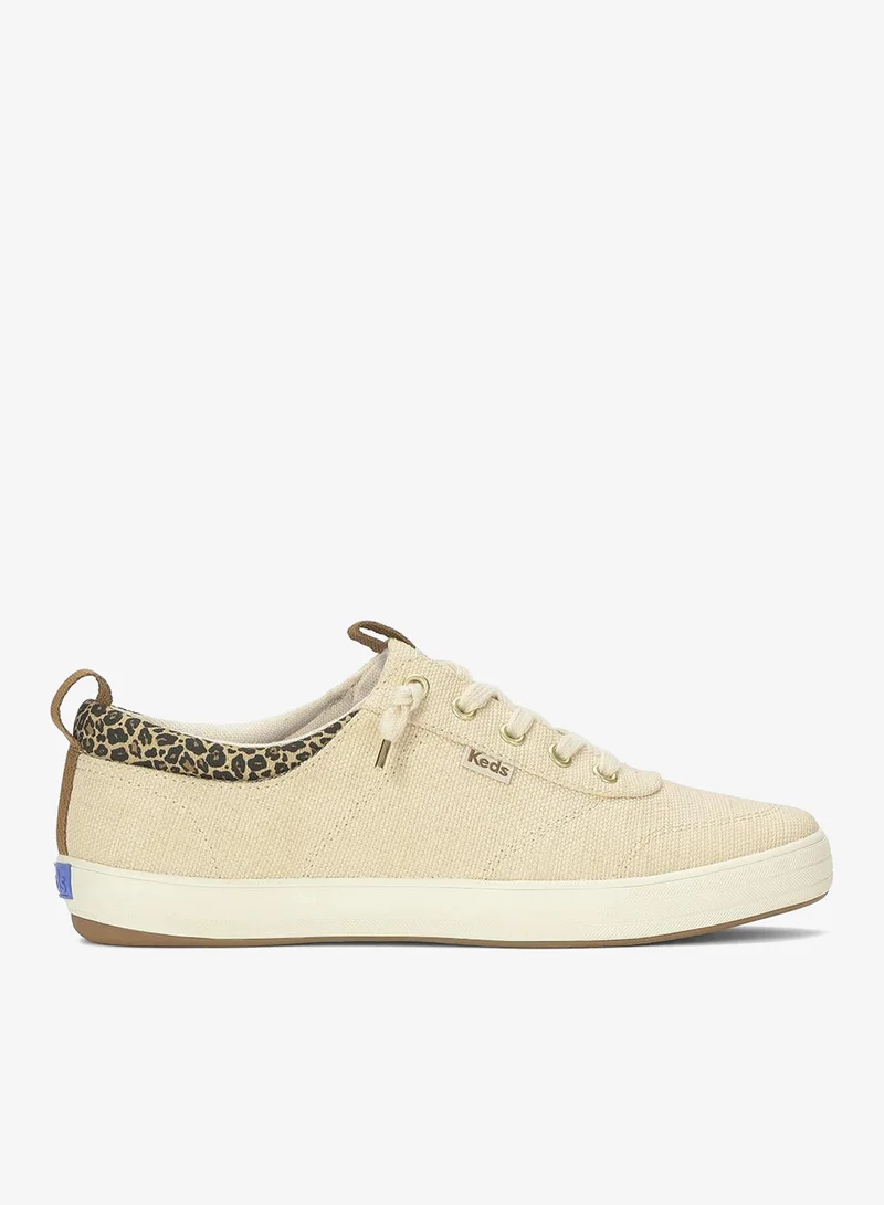 كيدز Keds Women's Center III Canvas Slip-On Sneaker – Arch Support, Casual Comfort Shoe Beige