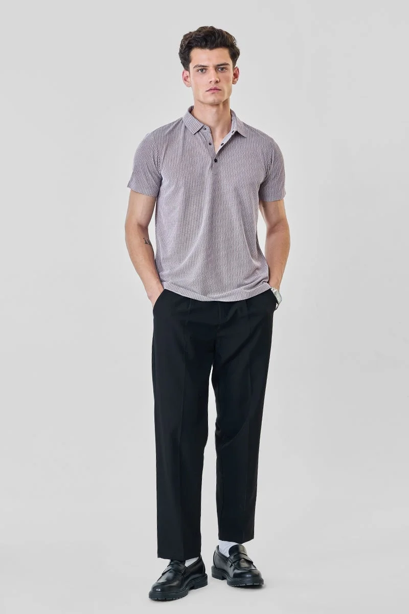 SNITCH Snap Button Stripes Stitchless Polo T-Shirt