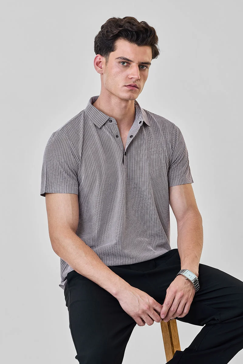 سنيتش تي شيرت بولو بخطوط أزرار كبس بدون خياطة